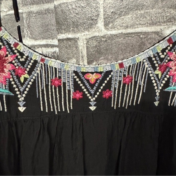 NWT Johnny Was LISA BABYDOLL DRESS black embroidered midi - Picture 5 of 16